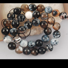 Free Shipping Beautiful jewelry  Smoke Black Carnelian Round Faceted Loose Beads G6149 2024 - buy cheap