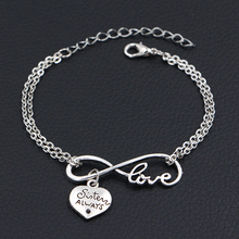 Sister Always Best Friends Bracelets Antique Silver Color DIY Handmade Infinity Love Charms Bracelets Women Fashion Jewelry 2024 - buy cheap