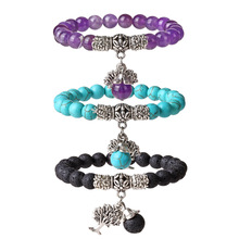 Reiki Healing Energy Tree Charm Mala Beads Strand Bracelets Chakra Stone Natural Amethysts Lapis Lazuli Crystal Quartz Bracelets 2024 - buy cheap