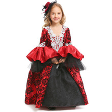 New Halloween Costumes for Child Girl Vampire Costume Masquerade Dress Up Medieval Retro Court Cosplay Kids Carnival Costumes 2024 - buy cheap