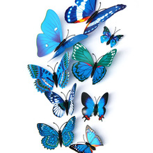 12pcs/set 3D DIY Butterflies Wall Stickers Butterfly Mural For Fridge Christmas Party Decoration Window Kitchen Wall Art Decals 2024 - buy cheap