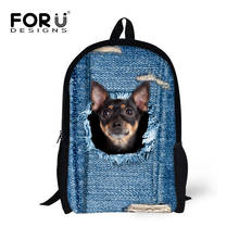 Милые рюкзаки FORUDESIGNS для девочек-подростков с 3D принтом собак и кошек, забавные детские рюкзаки с щенками, синие джинсы, женский рюкзак 2024 - купить недорого