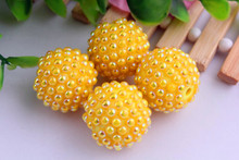 Kwoi vita 20MM 100pcs/lot gold yellow AB Color  chunky round Imitation pearl  rhinestone jewelry beads for kid's necklaces !! 2024 - buy cheap