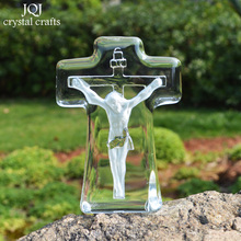 Ornamentos de cristal 3d de crucifixo jesus, figuras em miniatura, vidro, cruz religiosa, artesanato, para presentes, acessórios de decoração de casa 2024 - compre barato