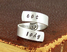 Wholesale Cat Lady - Pets -twist ring- Adjustable Free Size  Wrap  enamel black Ring (12 pcs/lot) 2024 - buy cheap