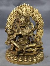 YM  305  9" Tibet Brass Buddhism Vajra 4 Arms Mahakala Buddha Joss Jambhala Statue 2024 - buy cheap