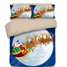 Комплект постельного белья с изображением рождественской елки с изображением Красного оленя из грузовика, двуспальный Королевский размер, пододеяльник, простыни, наволочка, детский Текстиль 2024 - купить недорого