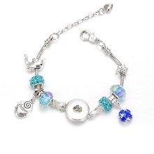 Blue Color Snowflake Charm Beads Bracelets 18mm snap bracelets & Bangle 18mm Snap Button Jewelry For DIY Snap Jewelry SZ0378b 2024 - buy cheap