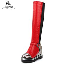 Sgesger-botas de salto alto com fivela, sapatos femininos de plataforma crescente, de salto alto e rodada da moda, estilo inverno, ox537 2024 - compre barato