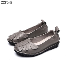 Zzpohe sapatos femininos de couro legítimo, calçados baixos para mulheres, macia, casual ou único, plus size, 2018 2024 - compre barato