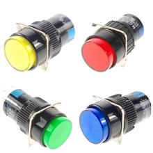 12/24VDC 110V/220VAC 16mm Hole 2NO 2NC Contact 8 Pin DPDT Momentary/Maintained Pilot Light Lamp Colors Push Button Switch 2024 - buy cheap