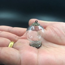 Globo de vidro vazio de vidro, 25x15mm base de renda de bronze com tampa de garrafa de vidro, pingente para colar descobertas para decoração de casamento, presentes artesanais 2024 - compre barato