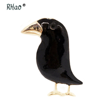 Мужская/женская брошь в виде вороны, черная брошь в форме птицы на эмали 2024 - купить недорого