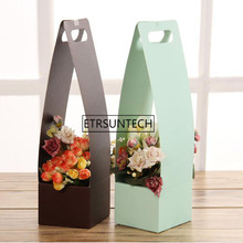 Portable Flower Basket Folded Paper Flower Packaging Gift Box Wedding Home Decoration Packing Florist Packing 50pcs 2024 - buy cheap