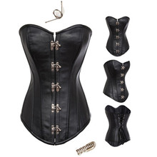 Fivela corselet de cintura preta couro steampunk barata, roupa gótica, treinamento de cintura, lingerie, espartilhos e bustiers 2024 - compre barato