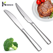 Konco Stainless Steel Steak Knives Cutlery Western Style Table Dinnerware Set Serrated Blade Tableware Dinner Knife 2024 - купить недорого