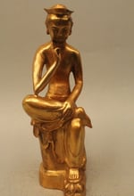 wholesale factory 10" China Tibet Buddhism Bronze Gild Seat Free Buddha Kwan-Yin Statue AE1024 AB1025 2024 - buy cheap