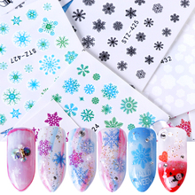 Pegatinas adhesivas para decoración de uñas, envolturas para uñas con flores de nieve, estrellas, deslizadores de nieve para invierno, 30 Uds., BE862 2024 - compra barato