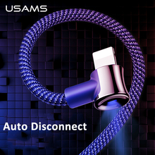 USAMS Auto Disconnect USB Cable For iPhone XS Max XR X 8 7 6 6S Plus SE LED Lighting 2A Fast Charging Charger Cable Data Cord 2024 - buy cheap