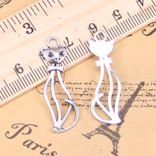 120pcs Charms For Jewelry Making hollow cat 34x11mm Antique Silver Plated Pendants DIY Handmake Tibetan Silver Bracelet Necklace 2024 - buy cheap