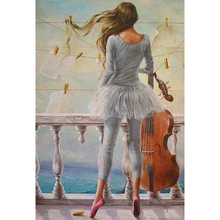 KAMY YI 5D DIY Diamond Painting Embroidery Girl violin Full Square / Round Diamond Mosaic Diamond Painting Decoration YY 2024 - buy cheap