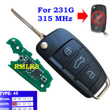 Chave de carro flip atualizada 315mhz id48, chave de carro com 3 botões para audi a2 a4 a6 a8 s8 tt quattro 8z0 837 231g 2024 - compre barato