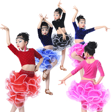 Top+skirt+earring+headwear Child Latin Dance Dress Girl Ballroom Dance Costume Stage Competition Kids Latin Dancerwear 89 2024 - buy cheap