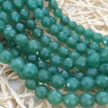 Fashion green natural stone faceted round chalcedony jades 4mm 6mm 8mm 10mm 12mm loose beads diy jewelry making 15inch GE769 2024 - buy cheap