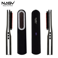 NASV Cordless USB Hair Straightener Brush Rechargeable Battery LCD Portable Electric Straight MINI Hair Comb Styling Tools 2024 - buy cheap