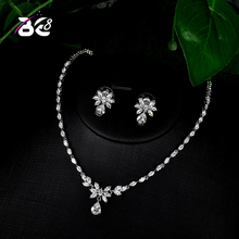 Be 8-Conjunto de pendientes y collar con diamantes de imitación para novia, juego de joyería con zirconia cúbica, para traje de boda, S103 2024 - compra barato