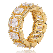 Шикарные Свадебные кольца в стиле хип-хоп, цвета: золотистый, серебристый, для мужчин и женщин, модные ювелирные изделия 2024 - купить недорого