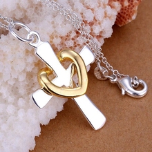 Fashion Jewelry Pendant Necklaces Cross 18 Inches Chain Wholesale pbtv LP094 2024 - buy cheap