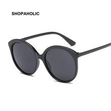 Óculos de sol redondo feminino, de alta qualidade, marca de luxo, grande, vintage, preto, espelhado 2024 - compre barato