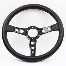 Universal 14inch/345mm Real Carbon Fiber Genuine Leather Steering Wheel Drift Sport Steering Wheels 2024 - buy cheap