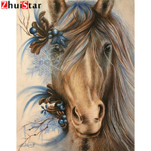 Full Square Drill 5D DIY Diamond Painting "Animal Horse" 3D Embroidery Cross Stitch Mosaic Home Decoration 2024 - buy cheap