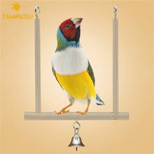 Lovely Pet Bird Parrot Parakeet Budgie Cockatiel Wood Hammock Swing Stand Hanging Toys with bells 2024 - купить недорого
