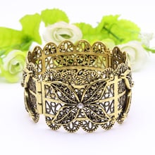 Sunspicems vintage Turkish Flower Bangle Armlet Cuff Bracelet for Women Antique Gold Color Morocco Ethnic Wedding Jewelry 2020 2024 - buy cheap