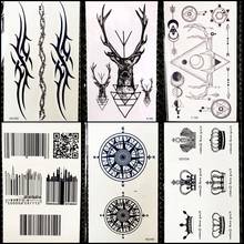 Водостойкие тату-наклейки с компасом и тотемом, Женские Геометрические наклейки с лосинами на руку, временная татуировка на тело, татуировки для мужчин, Moose, QR-код 2024 - купить недорого