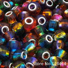 10 Pcs/Lot 15mm Mix Color DIY Jewelry Making Round Colorful Glass Charms Beads Big Hole fit Pandora European Bracelet Bangle 2024 - buy cheap