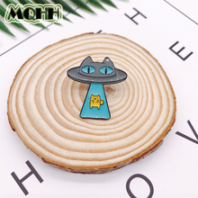 Creative Cartoon Animal Alien Eye UFO Cat Enamel Brooch Alloy Badge T-shirt Bag Pin Accessories Woman Jewelry Gift For Kid 2024 - buy cheap