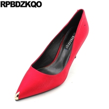 Zapatos de tacón alto de Metal para mujer, calzado de trabajo de punta estrecha, color rojo, 3 pulgadas, talla 4, 34, 2021 2024 - compra barato