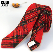 Gravata tártara xadrez listrada para homens, gravata de lã vermelha da moda com 5cm, laço de pescoço para casamento, terno formal masculino 2024 - compre barato