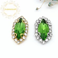 Emerald Horse Eye Shape CrystaL Glass Sewing Rhinestones with Chain claw DIY Women's Shose and Wedding Dresses 2024 - buy cheap