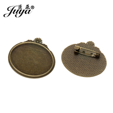 JUYA-Accesorios de joyería clásicos, 2 unidades por juego, abalorio de aleación de bronce antiguo, 30x40mm, broche de camafeo ovalado, cabujones, ajuste de Base, AD0131 2024 - compra barato