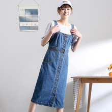 2021 Sexy Sleeveless Strap Jeans Dress Women Single-Breasted Suspender Denim Sundress Overall Dress 2024 - buy cheap