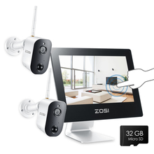 ZOSI Sistema de cámara de seguridad inalámbrica 1080p HD con 2 cámaras de vigilancia de audio bidireccional sin cable 2.0MP con baterías 2024 - compra barato