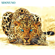 SDOYUNO Frame DIY Painting By Numbers Kits Leopard Animals Paint By Number Hand Painted Unique Gift Painting & Calligraphy Art 2024 - buy cheap