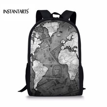 INSTANTARTS Women Men Casual Backpack World Map Printed School Backpack for Teenage Boys Girls Student Bagpacks Travel Mochila 2024 - buy cheap