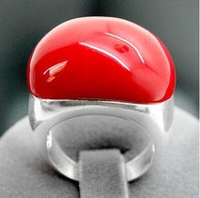 Anel de prata esterlina 925 coral vermelho 15x21mm, tamanho 7-10 2024 - compre barato