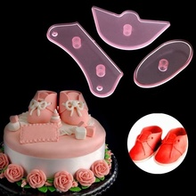 Cortador de bolo com 1 conjunto, para aniversário de bebê, sapato bootee, decoração de bolo com fondant, de plástico, cortador, ferramentas de pastelaria, ferramentas de confeitaria 2024 - compre barato